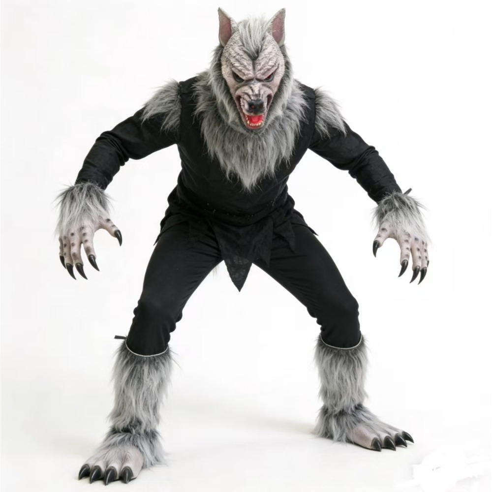 Cosplay Prop Kit - 狼男コスチュームキット ホラーハロウィン ウルフマスク 狼爪グローブ 恐怖ロールプレイ いたずら小道具