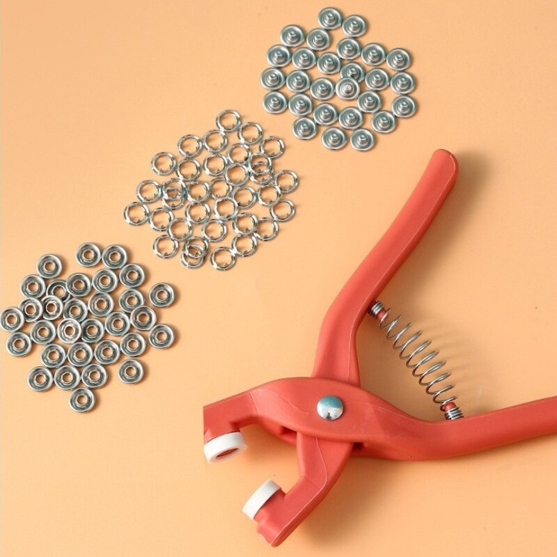 Snap Fastener Set - 50セット9.5mm 5ジョーバックルプライヤーセットツールdiyクラフトミシン中空金属製スナップボタン服取り付けアクセサリー