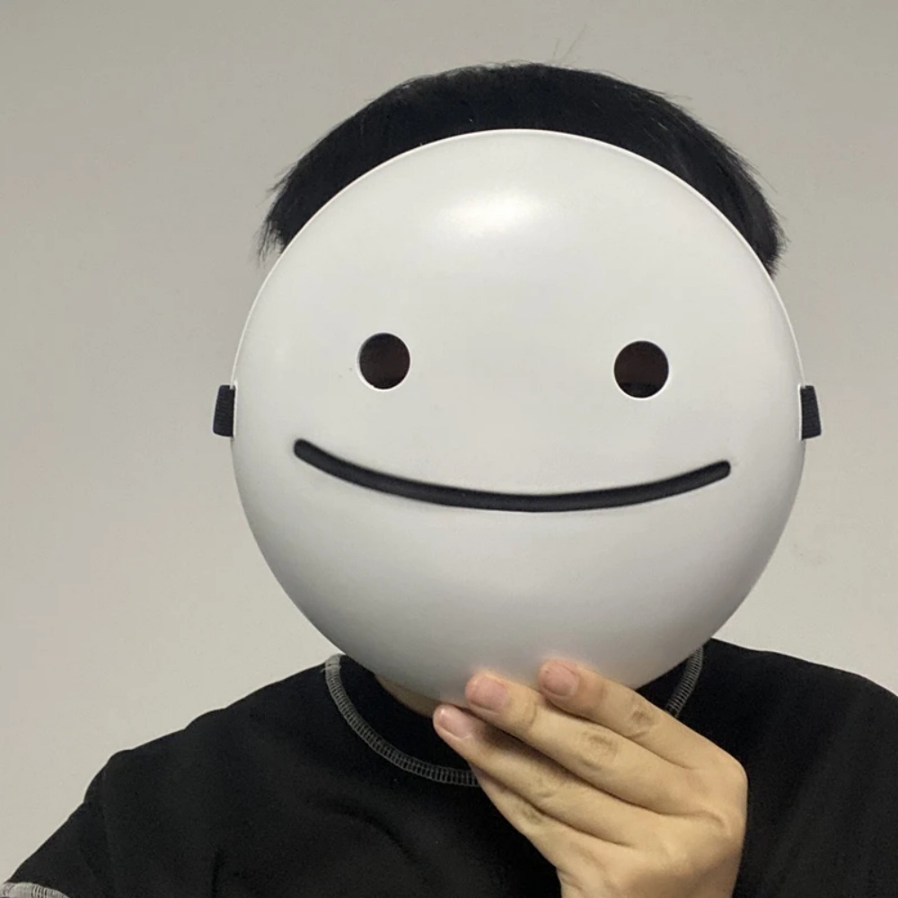 Cosplay Floating Prop - アニメドリームコスプレスマイルマスク大人用フルフェイスホワイトマスク調節可能なヘッドウェアユニセックスハロウィンコスチュームパーティー小道具