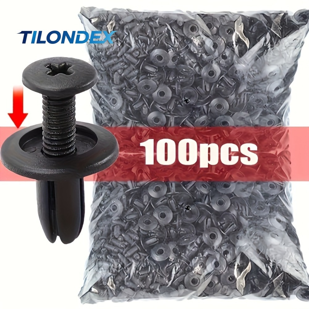 Snap Fastener Set - TILONDEX 100個入り 自動車用ファスナークリップセット ドアフェンダーリベット固定クリップ スナップオンツール ボディバンパートリム固定アクセサリー