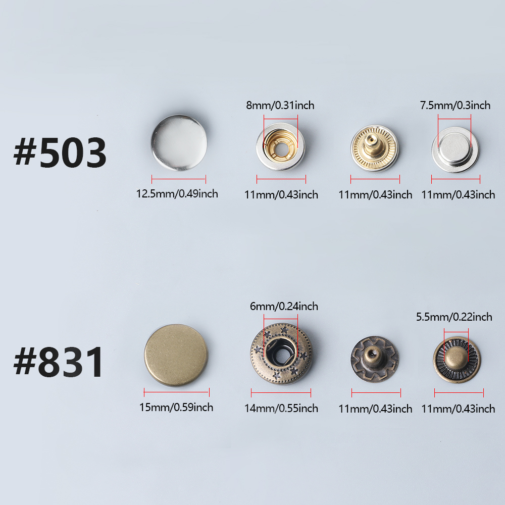 カラフルなスナップボタンファスナー、シームレスな銅の隠しボタ - Snap Fastener Set のレビューと価格