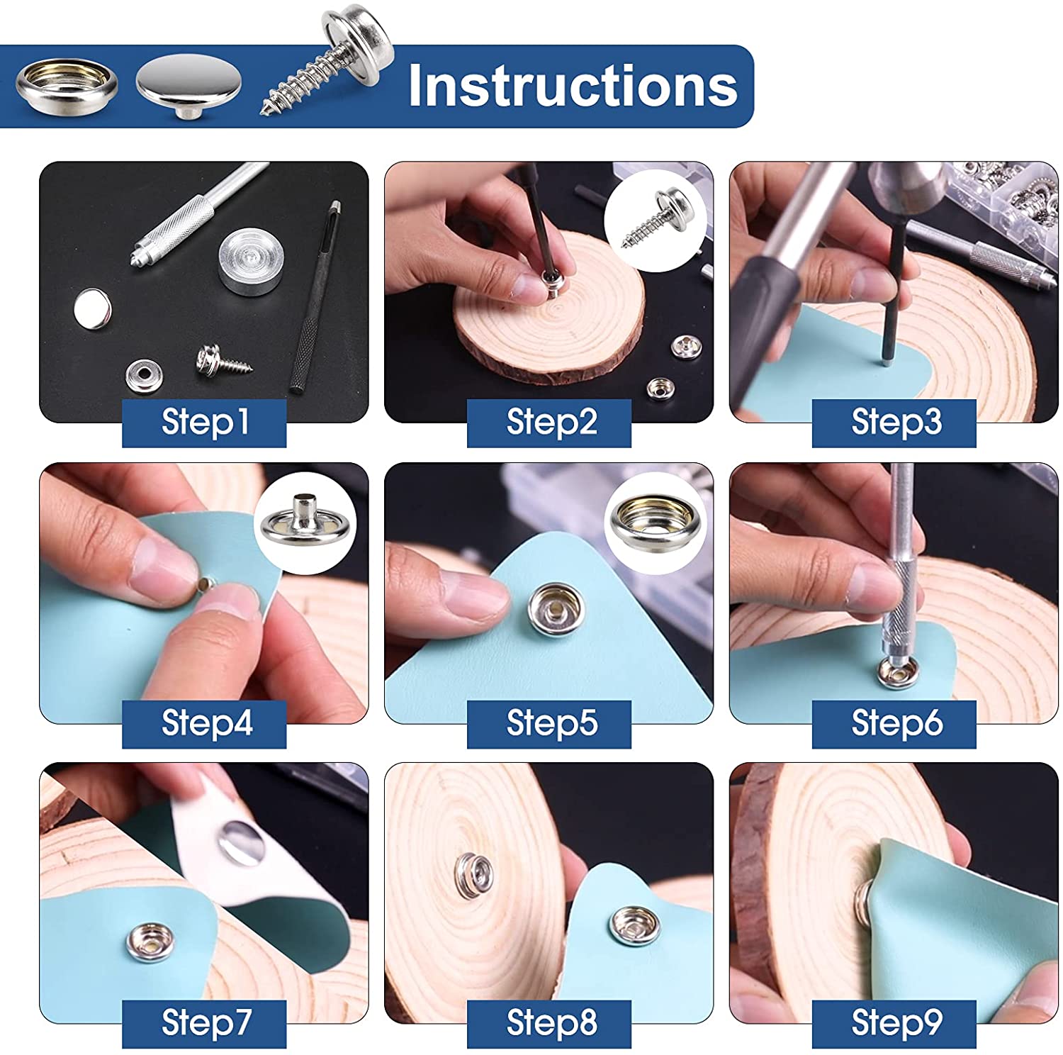 手工芸品用キャンバスキャップキット,ステンレス鋼,実用的なカ - Snap Fastener Set のレビューと価格